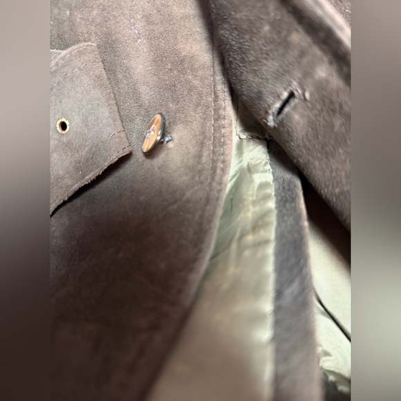 Men's Vintage Brown Suede Jacket, belt and pockets, L - Picture 13 of 16